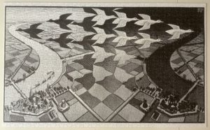 Image of the puzzle 1500, Selegiochi, Day and Night, Maurits Cornelis Escher, Picture of the puzzle