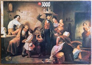 Image of the puzzle 3000, Jumbo, The Image Peddler, Francis William Edmonds, Complete, Picture of the box
