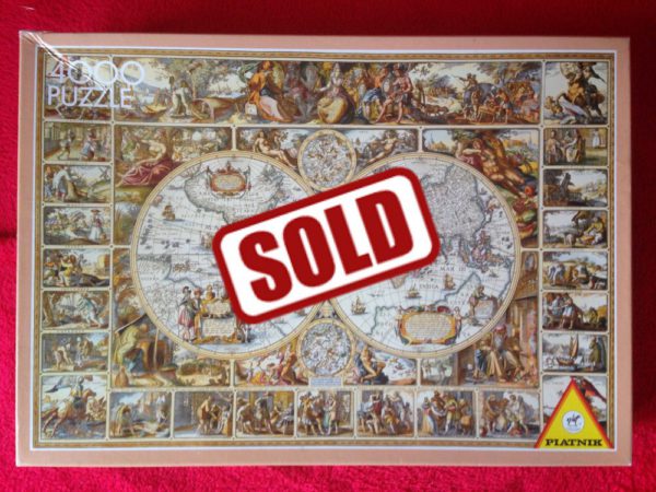 Image of the puzzle 4000, Piatnik, Antique Map of the World, by Nicolaus Vischerius, Picture of the box