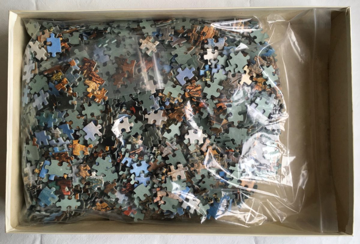 Image of the puzzle 2000, F.X. Schmid, The Fish Market, by Jan Brueghel the Elder, Complete, Picture of the bag