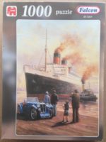 Image of the puzzle 1000, Falcon, Queen Mary, Evening Departure, by Kevin Walsh, Complete, Picture of the Box