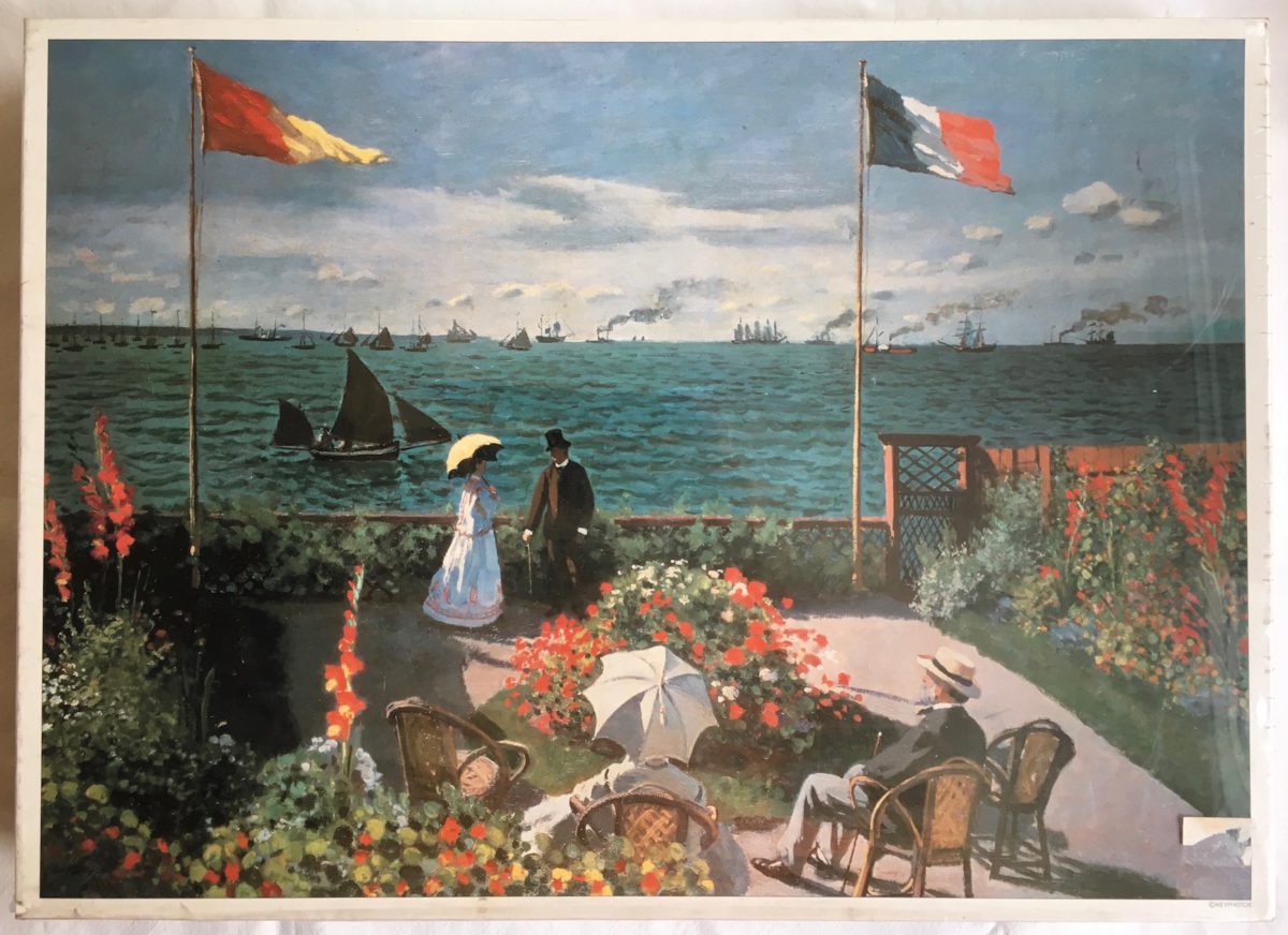 2000, Elle, Terrace at Sainte-Adresse, Claude Monet, Factory Sealed Image of the puzzle 2000, Elle, Terrace at Sainte-Adresse, Claude Monet, Factory Sealed, Picture of the box