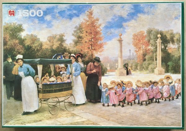 Image of the puzzle 1500, Jumbo, Going for a Walk, Complete, Timoléon Marie Lobrichon, Complete, Picture of the box