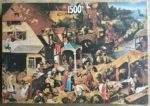 Image of the puzzle 1500, Jumbo, Dutch Proverbs, by Pieter Bruegel the Elder, Complete, Picture of the box