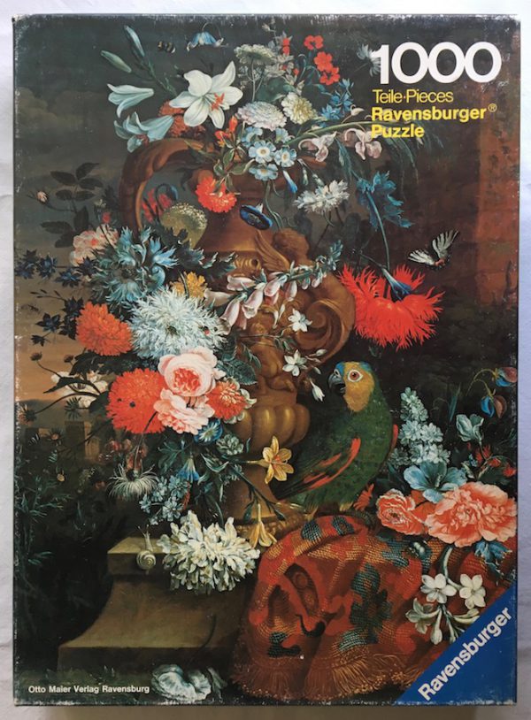 Image of the Puzzle 1000, Ravensburger, Parrot and Flowers, Complete, Picture of the Box