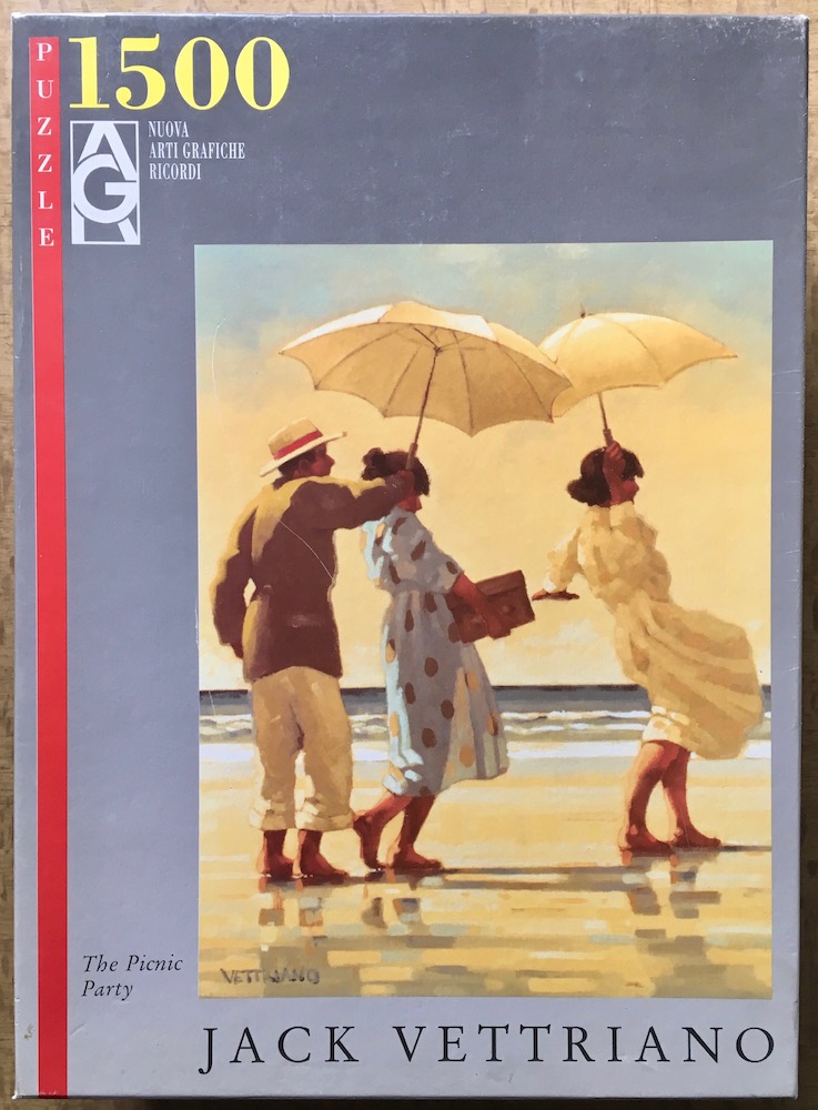 1500, Ricordi, The Picnic Party, by Jack Vettriano, Sealed Bag, Listed by Jorge Image of the puzze 1500, Ricordi, The Picnic Party, by Jack Vettriano, Sealed Bag, Picture of the box