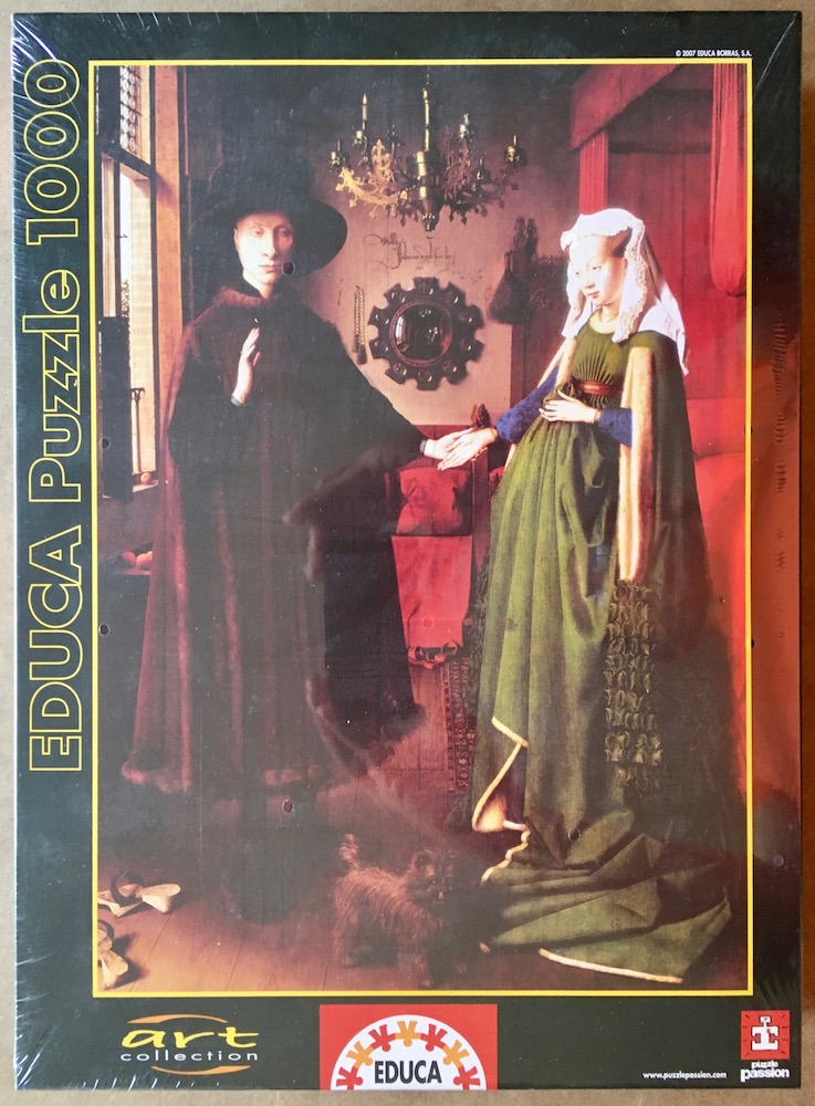 1000, Educa, The Arnolfini Portrait, by Jan Van Eyck, Factory Sealed, Listed by Jorge Image of the puzzle 1000, Educa, The Arnolfini Portrait, by Jan Van Eyck, Factory Sealed