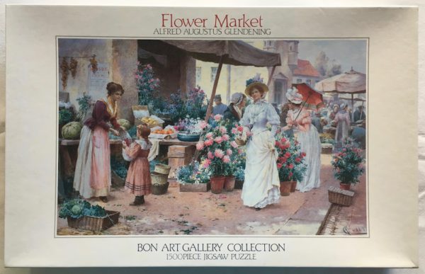 Image of the puzzle 1500, Bon, Flower Market, Alfred Illman Glendening, Sealed Bag, Picture of the box