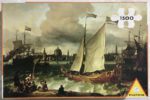 Image of the puzzle 1500, Piatnik, The Harbor of Amsterdam, Ludolf Bakhuizen, Sealed Bag, Picture of the box