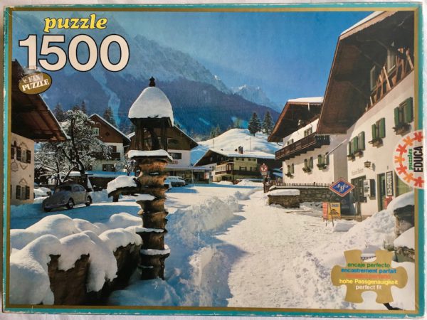 Image of the Puzzle 1500, Educa, Snow in Grainau, Sealed Bag, Pictuer of the Box