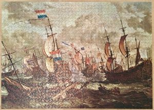 Image of the puzzle 1500, Ravensburger, Four Days Battle, by Abraham Storck, Picture of the puzzle assembled