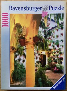 Image of the puzzle 1000, Ravesnburger, A Courtyard in Andalusia, Complete, Picture of the box