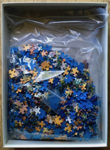 Image of the puzzle 1000, Ravesnburger, A Courtyard in Andalusia, Complete, Picture of the bag