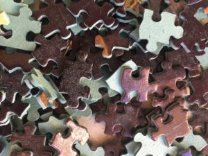 Image of the puzzle 1500, MB, The Card Players, David Teniers the Younger, Complete, Picture of the pieces