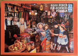 Image of the puzzle 5000, F.X. Schmid, Lucky Marbles, Susan Brabeau, Sealed Bag, Picture of the box