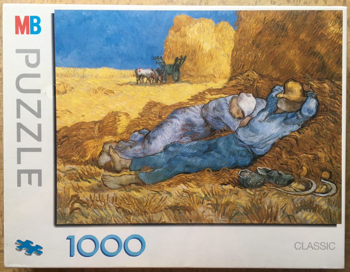 1000, MB, Noon: Rest from Work, by Vincent van Gogh, Factory Sealed, 2025-01-19 Image of the puzzle 1000, MB, Noon: Rest from Work, by Vincent van Gogh, Factory Sealed, Picture of the box