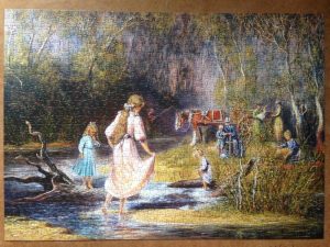 Image of the puzzle 1000, Crown & Andrews, Playing in the Creek, by Almar Zaadstra, Complete, Picture of the puzzle assembled