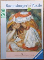 Image of the puzzle 1500, Ravensburger, Two Girls Reading, by Pierre-Auguste Renoir, Complete, Picture of the box