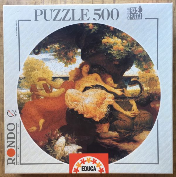 Image of the puzzle Puzzle 500, Educa, The Garden of the Hesperides, by Frederic Leighton, Complete, Picture of the box