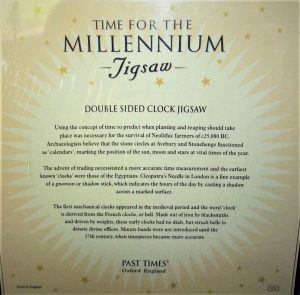 Image of the puzzle 500, Past Times, Time for the Millenium, by Mauro Codussi, Factory Sealed, Picture of the back