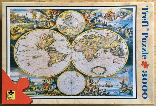 Image of the puzzle 3000, Trefl, Classical World Map, by Frederk de Wit, Picture of the box