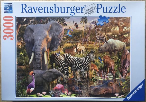 Image of the puzzle 3000 Ravensburger, African Animal World, by David Penfound, Sealed Bag, Picture of the box