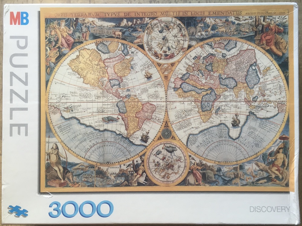 3000, MB, Map of the World, by Petrus Plancius, Sealed Bag, 2025-11-09 Image of the puzzle 3000, MB, Map of the World, by Petrus Plancius, Sealed Bag, Picture of the box