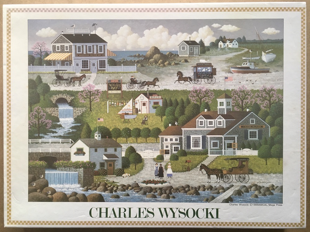 2014, Yanoman, Crickethawk Harbor, by Charles Wysocki, Sealed Bag, Listed by Jorge Image of the puzzle 2014, Yanoman, Crickethawk Harbor, by Charles Wysocki, Sealed Bag, Picture of the box