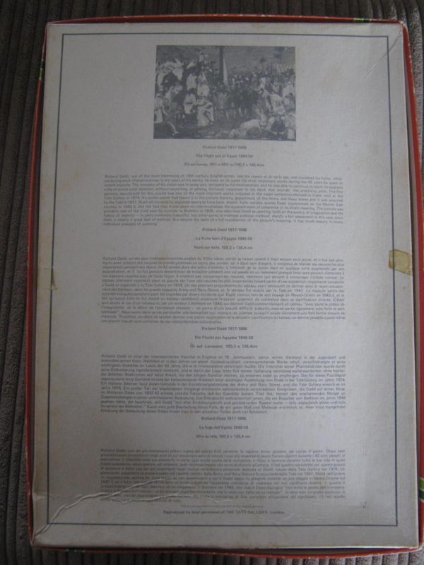Image of the puzzle 1000, Falcon, The Flight out of Egypt, by Richard Dadd, Complete, Picture of the back