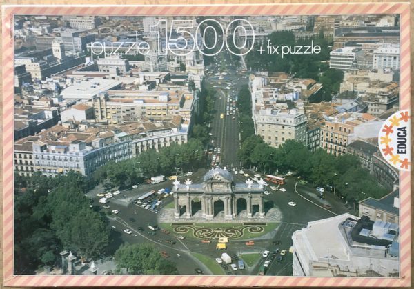 Image of the puzzle 1500, Educa, The Alcalá Gate, Madrid, Incomplete, Picture of the box