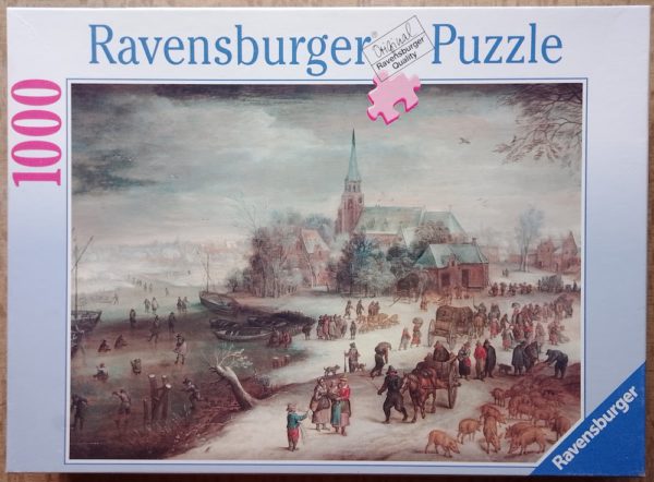 Image of the puzzle 1000, Ravensburger, Winter Landscape at Antwerp, by Jan Brueghel the Elder, Complete, Picture of the box