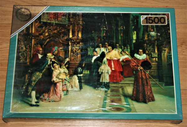 Image of the puzzle 1500, Falcon, A Blessing from his Eminence, by Salvador Viniegra, Factory Sealed, Picture of the box