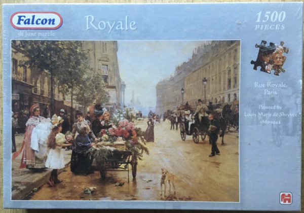 Image of the puzzle 1500, Falcon, Rue Royale, by Louis Marie de Shryver, Factory Sealed, Picture of the box
