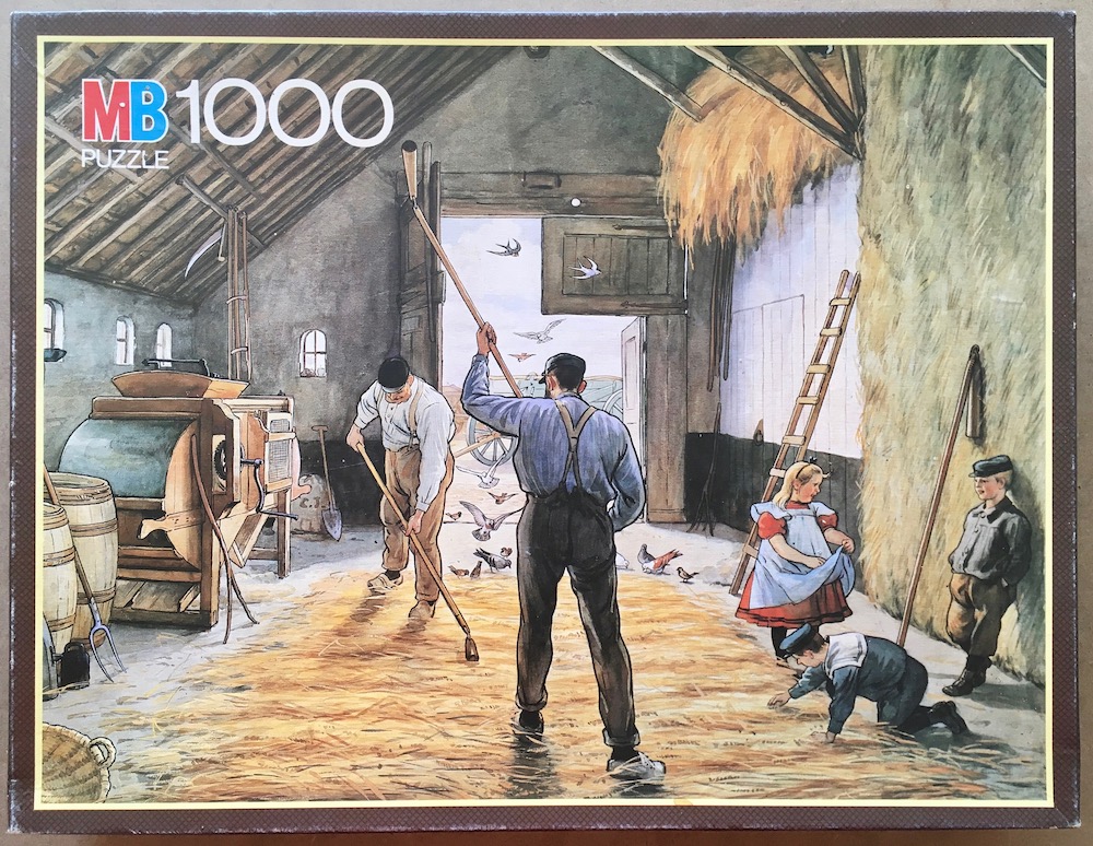 1000, MB, On the Threshing Floor, by Cornelis Jetses, Listed by Jorge Image of the puzzle 1000, MB, On the Threshing Floor, by Cornelis Jetses, Picture of the box