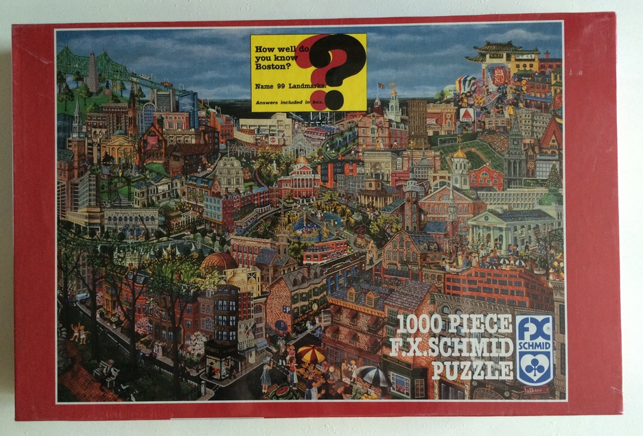 1000, F. X. Schmid, The Best of Boston, by Kemon Sermos, Factory Sealed, Listed by Olga Image of the puzzle 1000, F. X. Schmid, The Best of Boston, by Kemon Sermos, Factory Sealed, Picture of the box