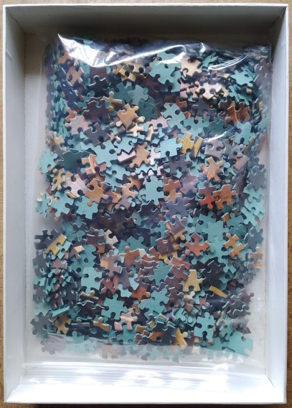 Image of the puzzle 1000, Nathan, The Art of Painting, by Johannes Vermeer, Incomplete, Picture of the bag