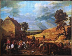 Image of the puzzle 2000, Nathan, Peasants Dancing in front of an Inn, by David Teniers the Younger, Complete, Picture of the puzzle