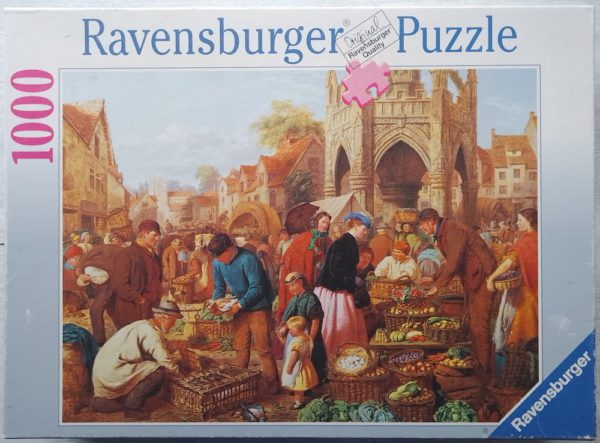 Image of the puzzle 1000, Ravensburger, Malmesbury Market,by Henry Charles Bryant, Sealed Bag, Picture of the box