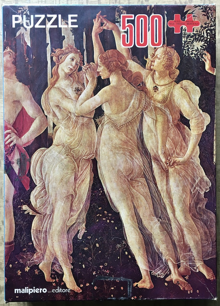 500, Malipiero, Spring, by Sandro Botticelli, Complete, Listed by Jorge Image of the puzzle 500, Malipiero, Spring, by Sandro Botticelli, Complete, Picture of the box