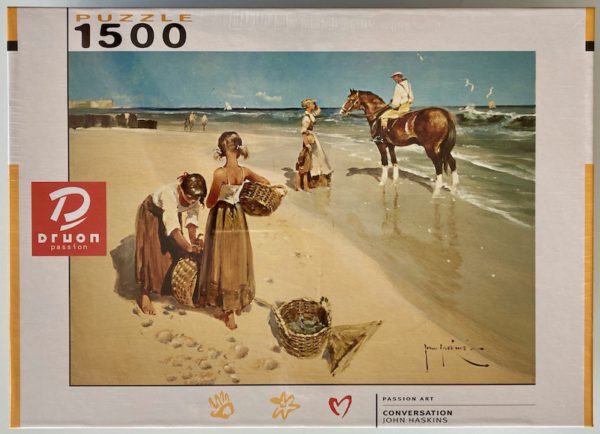 Image of the puzzle 1500, Druon, Conversation, by John Haskins, Factory Sealed, Picture of the box