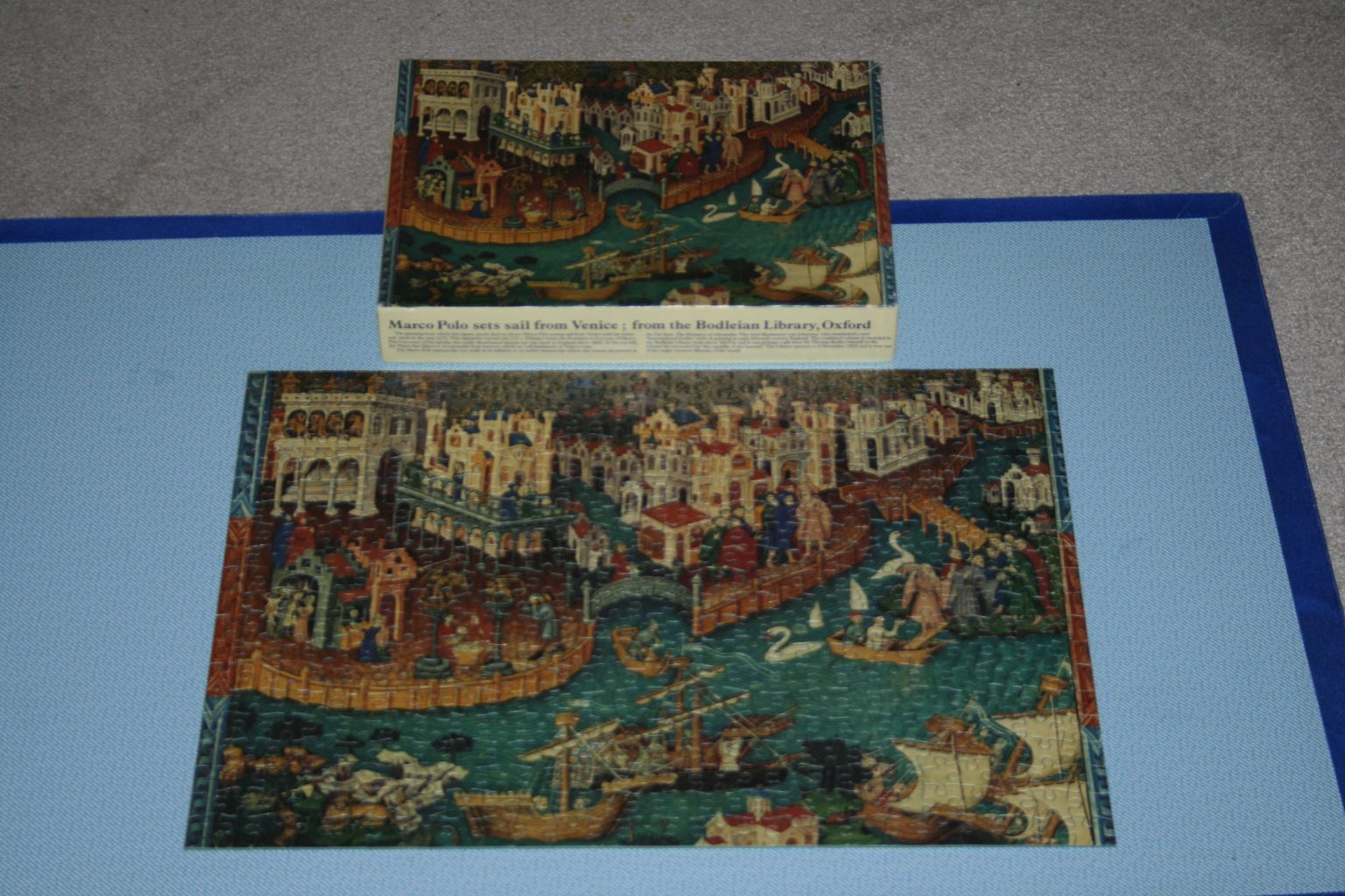Image of the puzzle 500, Country House Treasures, Marco Polo Sets Sail from Venice, Complete, Picture of the puzzle and box