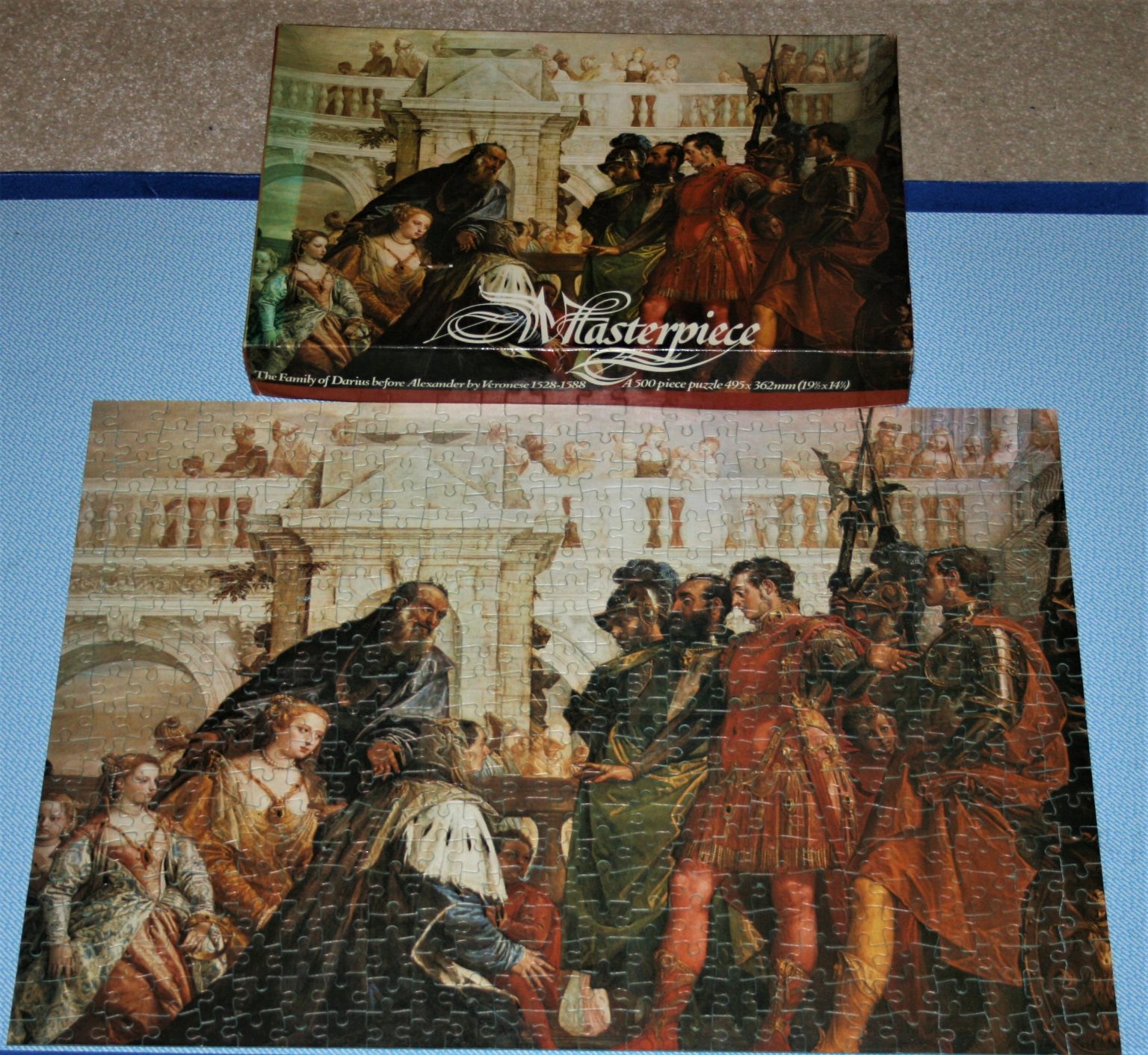 Image of the puzzle 500, Whitmore, The Family of Darius before Alexander, by Paolo Veronese, Complete, Picture of the box and puzzle