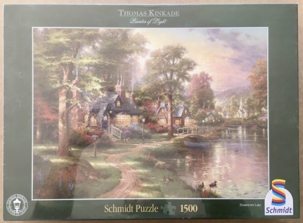 Image of the puzzle 1500, Schmidt, Hometown Lake, by Thomas Kinkade, Factory Sealed