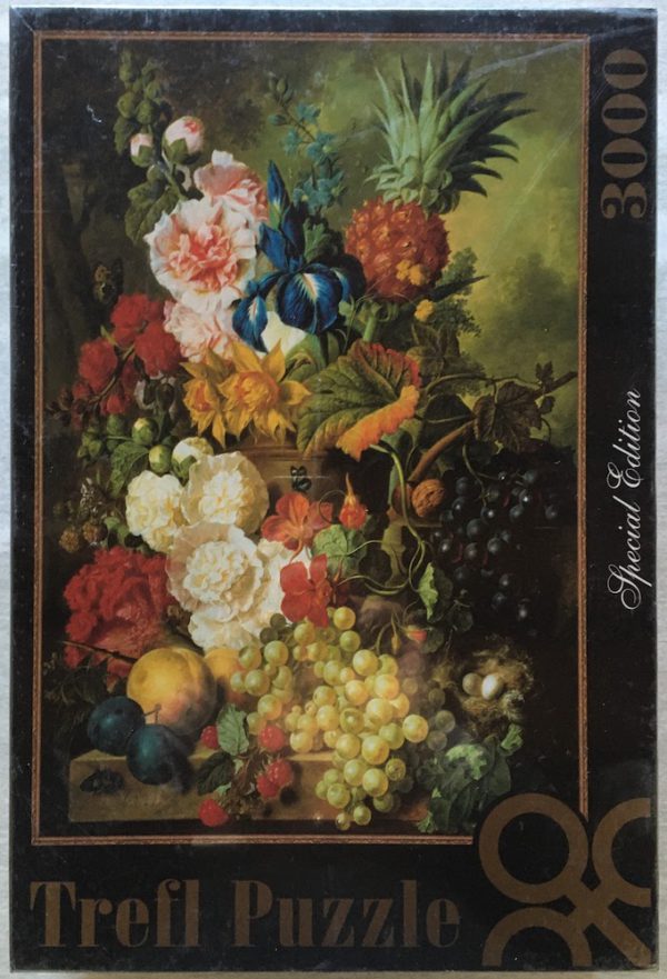 Image of the puzzle 3000, Trefl, A Rich Still Life of Summer Flowers, by Jan van Os, Factory Sealed, Picture of the box