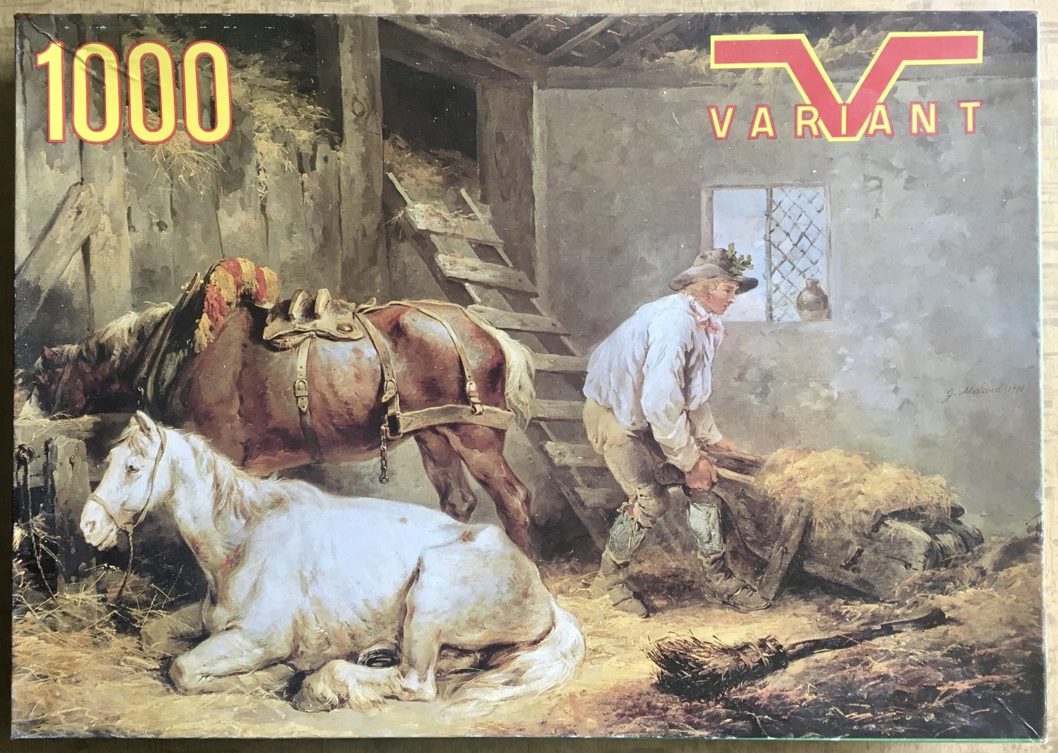 Image of the puzzle 1000, Variant, Horses in a Stable, by George Morland, Complete, Picture of the box
