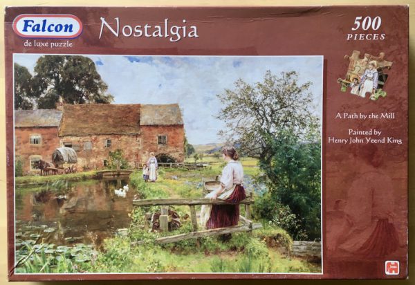 Image of the puzzle 500, Falcon, A Path by the Mill, by Henry John Yeend King, Complete, Picture of the box