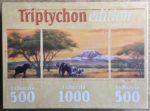 Image of the puzzle 2x500, 1000, Spiel Spass, Elephants at Kilimanjaro, Complete, Picture of the box