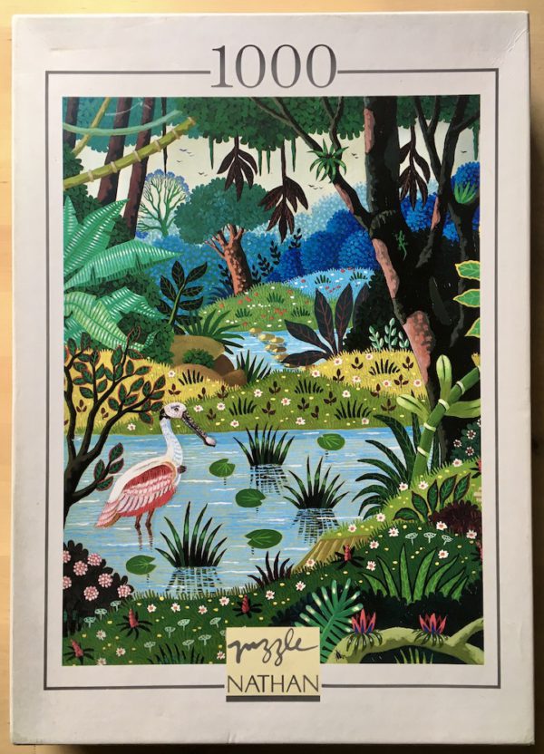 Image of the puzzle 1000, Nathan, The Pink Spoonbill, by Alain Thomas, Complete, Picture of the box