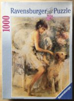 Image of the puzzle 1000, Ravensburger, Girl with Dog, by Willem Haenraets, Complete, Picture of the box