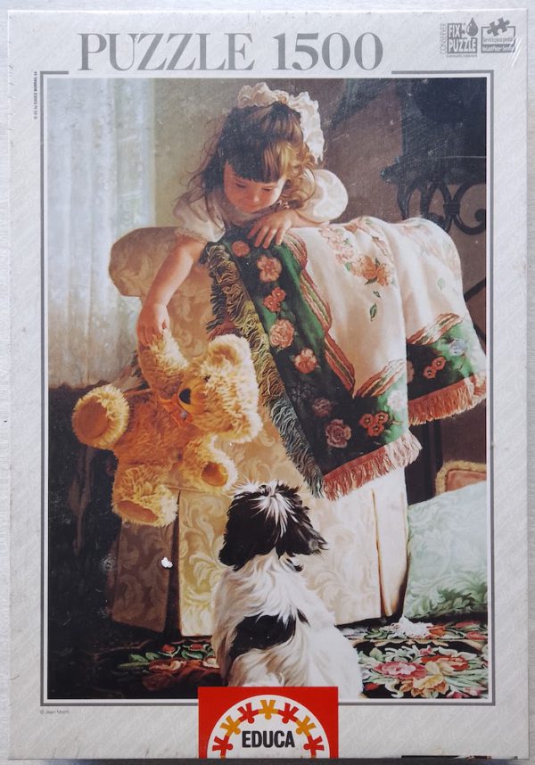 Image of the puzzle 1500, Educa, Puppy Love, by Jean Monti, Factory Sealed, Picture of the box